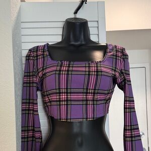 Plaid Purple Crop Top